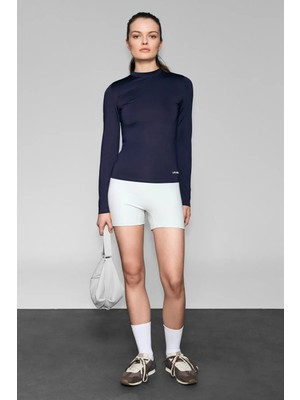 Urban Beat COREX Kadın Yuvarlak Yakalı Baskı Detaylı Slim Fit Uzun Kollu Spor Mor T-Shirt