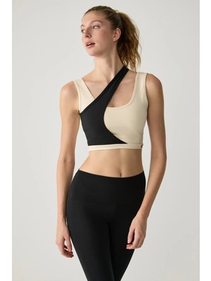 Urban Beat LESLEY Kadın Ekru T-Shirt Askılı Regular Fit Polyester Malzemeden Spor Tarzında