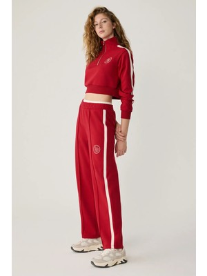 Urban Beat Kımıko Kadın Beli Lastikli Relaxed Küçük Baskılı Kırmızı Eşofman Altı
