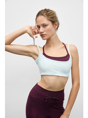 Urban Beat BLAZIX Kadın Esnek Ve Yumuşak Dokulu Leopar Kontrastlı Ayar Halkalı Askılı Gri Spor Sütyeni