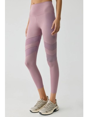 Urban Beat Larina Kadın Tül Detaylı Tam Boy Gül Kurusu Tayt