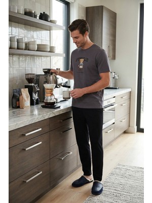 Buratti Pamuklu Regular Fit Baskılı Pijama Takımı Erkek Pijama Takımı 6096160