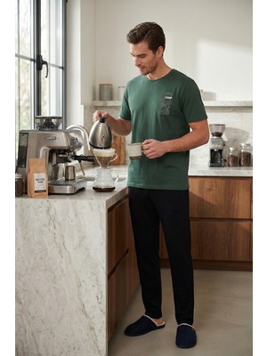 Buratti Pamuklu Regular Fit Baskılı Pijama Takımı Erkek Pijama Takımı 6096160