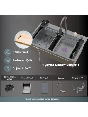 Asil 85*45 cm Antibakteriyel Akıllı Evye