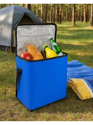 Figiza Auracar Soğuk Sıcak Tutucu Yalıtımlı Araç Oto Piknik Kamp Plaj Omuz Çantası (Mavi)