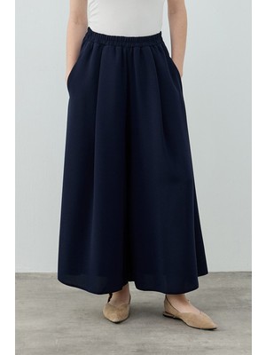 Merwish Comfy Krep Pantolon Etek 1782 Lacivert