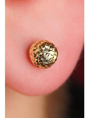 Fiyonk Kuyumculuk 14 Ayar Altın Desenli Top Küpe Erkek