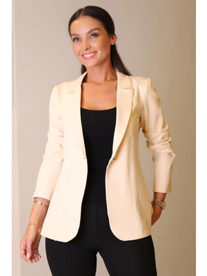 Sweetness Kadın Bej Tek Düğmeli  Ceket
