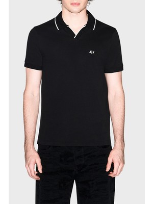 Armani Exchange Logolu Pamuklu Regular Fit Şerit Detaylı Polo Erkek Polo XM002401 AF10366 UC001