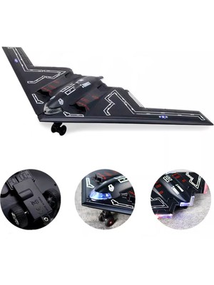 Shoplandu Diecast Çek Bırak Sesli ve Işıklı Metal B-2 Split Hayalet Uçak Siha Benzeri Savaş Uçağı 27 cm