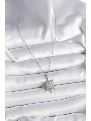 TE Dükkan Buğz 316L Çelik Gümüş Renk Zincir Zirkon Taşlı Güneş Model Kadın Yüzük - Buğz