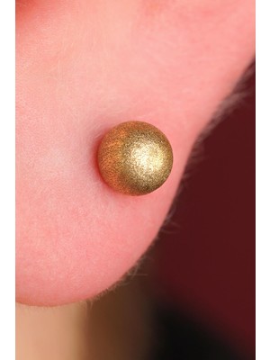 Fiyonk Kuyumculuk 14 Ayar Altın Kumlu Top Küpe Erkek