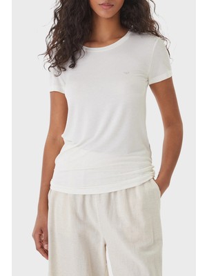 Emporio Armani Pamuklu Regular Fit Bisiklet Yaka T Shirt Bayan T Shirt EW000408 AF19024 U1131