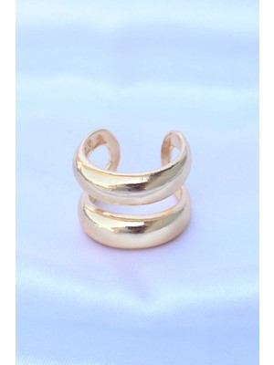 TE Dükkan Buğz Pirinç Gold Renk Ayarlanabilir Şerit Yüzük - Buğz