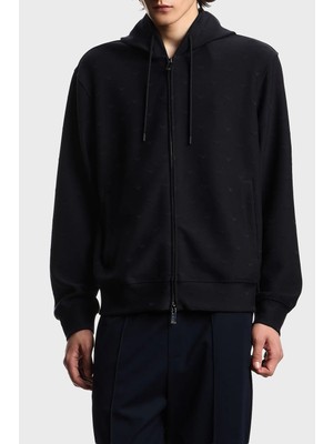 Emporio Armani Tamamı Logolu Regular Fit Kapüşonlu Fermuarlı Sweat Erkek Sweat EM004867 AF13700 FB469