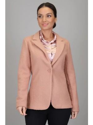 Sweetness Kadın Pudra Buklet Kumaş Astarsız Tek Düğmeli Ceket
