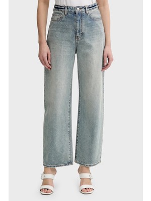 Armani Exchange Pamuklu Relaxed Fit Yüksek Bel Düz Paça Jeans Bayan Kot Pantolon XW000100 AF10869 MB001