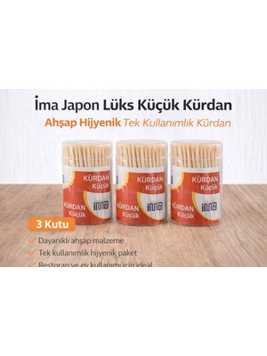 TE Dükkan Buğz Ima Japon Lüks Küçük Kürdan Ahşap Hijyenik Tek Kullanımlık Kürdan 3 Adet