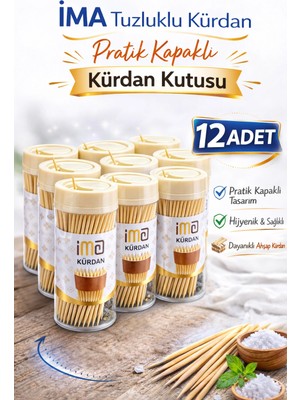 TE Dükkan Buğz Ima Tuzluklu Kürdan 12 Adet | Pratik Kapaklı Kürdan Kutusu