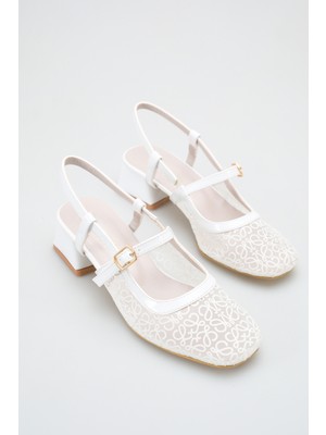 ich1one Modena Kadın Dantel Topuklu Babet Ayakkabı – 5 cm Topuk, Günlük ve Ofis Şıklığı 1108 IC1108DANTEL