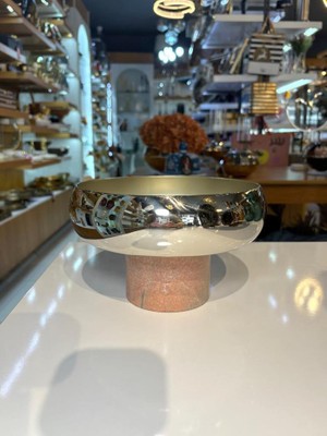 Vitale Mermer Ayaklı Gümüş Kase/gondol 22X12CM