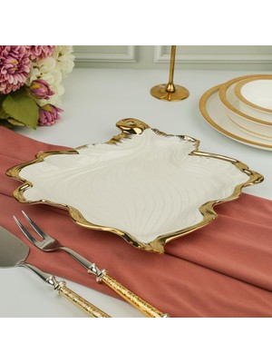Roy King Albero Gold Yaprak Sunum Tabak 31X29CM