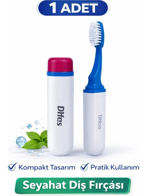 TE Dükkan Buğz Difas Seyahat Tipi Diş Fırçası | Kapaklı Taşınabilir 1 Adet