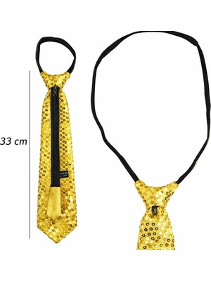 TE Dükkan Buğz Altın Renk Pul Payetli Işıltılı Parti Kravatı 33 cm - Buğz