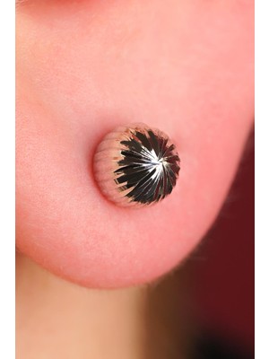 Fiyonk Kuyumculuk 14 Ayar Altın Beyaz Işıltılı Top Küpe Erkek