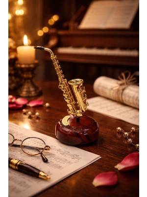 Seymen Bıçakçılık Saksafon Tasarımlı Nostaljik Müzik Kutusu – Dekoratif Masa Üstü Müzik Kutusu | Hediye ve Ev Dekoru