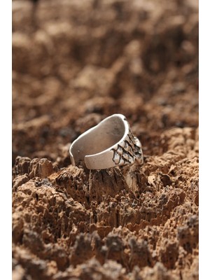 TE Dükkan Buğz Kuru Kafa Desen Ayarlanabilir Yüzük - Buğz