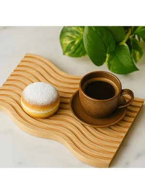 Moresun Buğz Dalgalı Çift Taraf Tasarımlı Ahşap Sunum Tepsisi