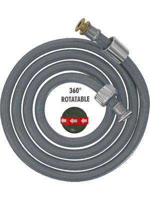 Mega Gri Dönerli Duş Hortumu 1,75M
