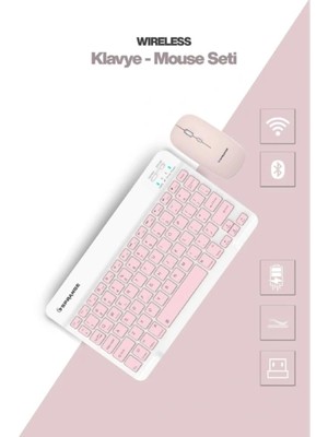 Moresun Buğz Pembe Kablosuz Klavye ve Mouse Seti