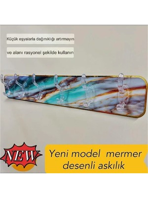 Moresun Buğz Mermer Desenli Yapışkanlı Askılık