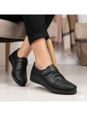 Voyager Z697 Içi Dışı Hakiki Deri Çok Rahat Günlük Kadın Ayakkabı Siyah