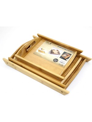 Moresun Buğz 3'lü Bambu Tepsi Model 2