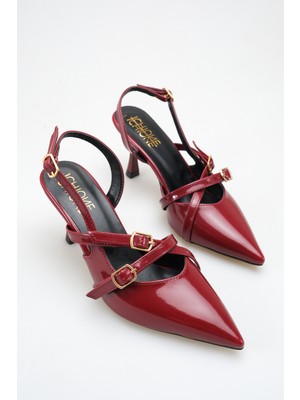 ich1one Salerno Kadın Rugan Topuklu Babet Ayakkabı – 5 cm Topuk, Günlük ve Ofis Şıklığı 1117 IC1117RUGAN