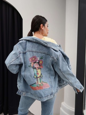 Esra Helvacı Tasarım Baskılı Denim Ceket