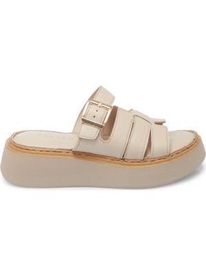 Tergan Bej Hakiki Deri Kadın Terlik - K25Y1TR67984-A59