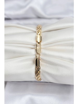 Moresun Buğz 14K Gold Renk Kaplama Lazer Zincir Model cm Kadın Bileklik - Buğz