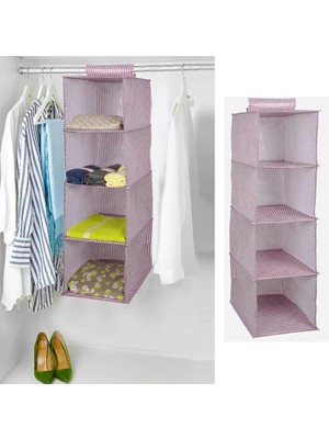 Moresun Buğz Dolap Içi Düzenleyici Katlanabilir Çok Amaçlı 4 Bölmeli Çizgili Bez Organizer (Siyah) ( Buğz )