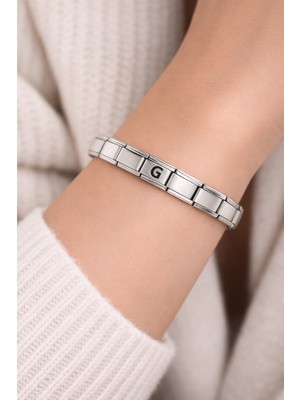 Moresun Buğz G Harfli Çelik Bileklik G – Kişiye Özel Baş Harf Bileklik – Paslanmaz Çelik Zarif Kadın Bileklik