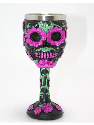 Epilons Day Of The Dead Şeker Kurukafa Tasarımlı 3D Çelik Kadeh Bardak ALK4377