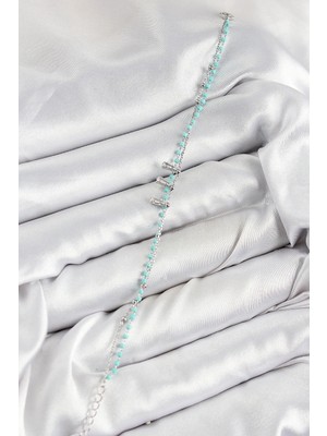 Moresun Buğz Pirinç Zirkon Taşlı Mavi Boncuklu Model Gümüş Renk Kadın Bileklik - Buğz