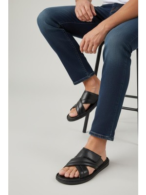 Cozi Company %100 Hakiki Deri Ortopedik Yumuşak Taban Günlük Erkek Terlik