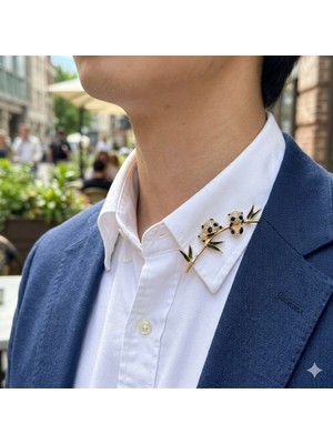 Museum Of You Broş Panda Figürlü Taş Detaylı Şık ve Modern Kadın Takı Aksesuarı