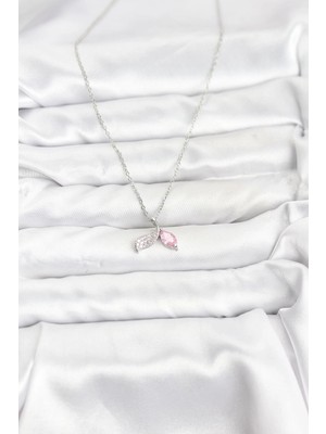 Moresun Buğz 316L Çelik Zincir Gümüş Renk Balık Kuyruğu Model Zirkon Taşlı Kadın Kolye - Buğz