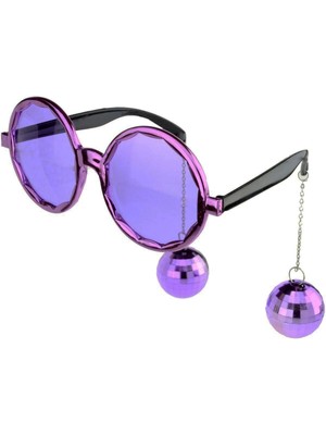 Moresun Buğz Disko Toplu Küpeli Parti Gözlüğü Mor Renk 15X16 cm