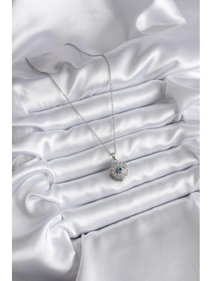 Moresun Buğz 316L Çelik Gold Renk Zirkon Taşlı Göz Model Kadın Kolye - Buğz